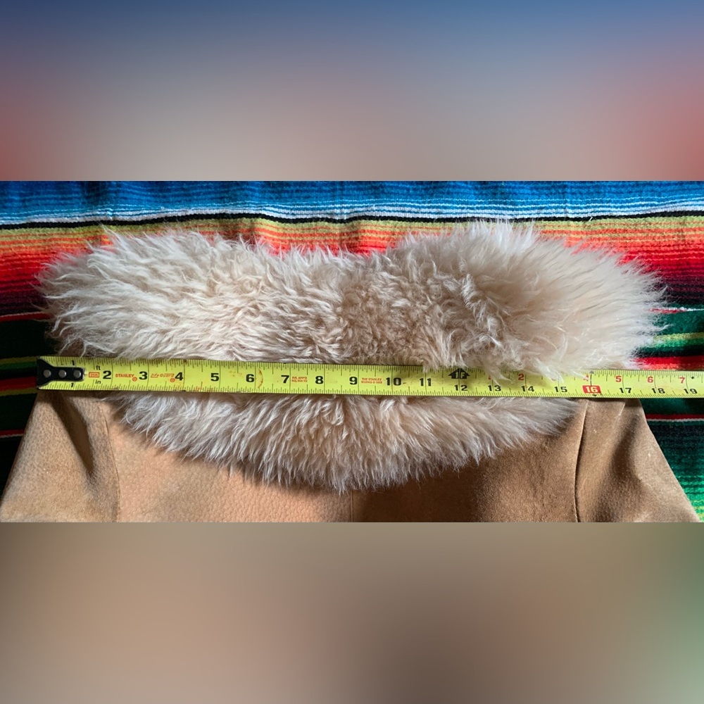 Vintage 70s lambskin fur trim Penny Lane Coat Medium - Picture 13 of 16